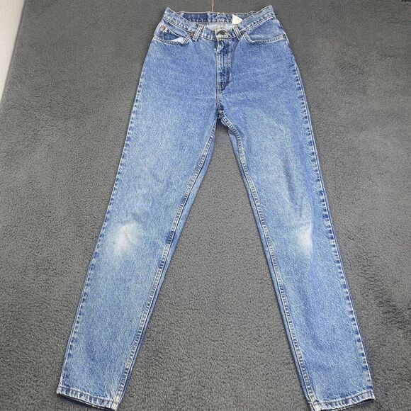 Vintage Levis 912 Jeans Womens 11 Long Tapered Made USA 90s Denim Orange Tab - Picture 1 of 12